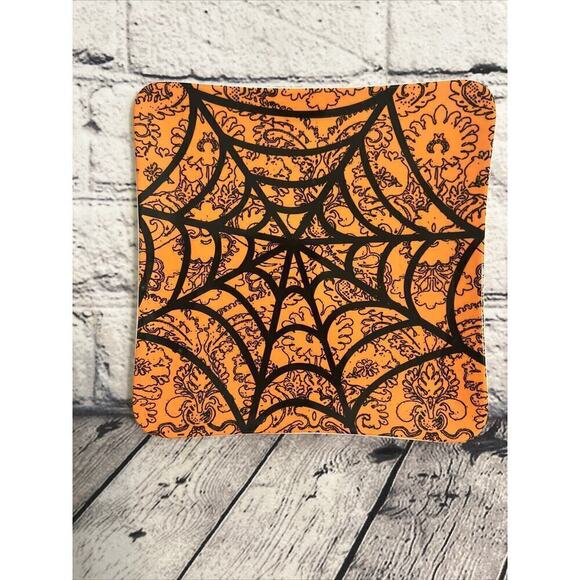 2 Rae Dunn Halloween Magenta M Studios Crow Black Bird Spider Web Snack Plates - Picture 2 of 6